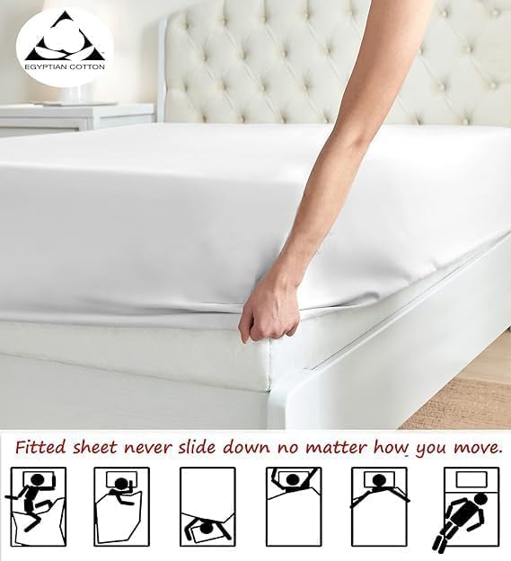 Split Top California King (Adjustable, Flex Top Cal King Size) 100% Egyptian Cotton 800TC 4Pcs Sheets for Sleep Number Bed, 15