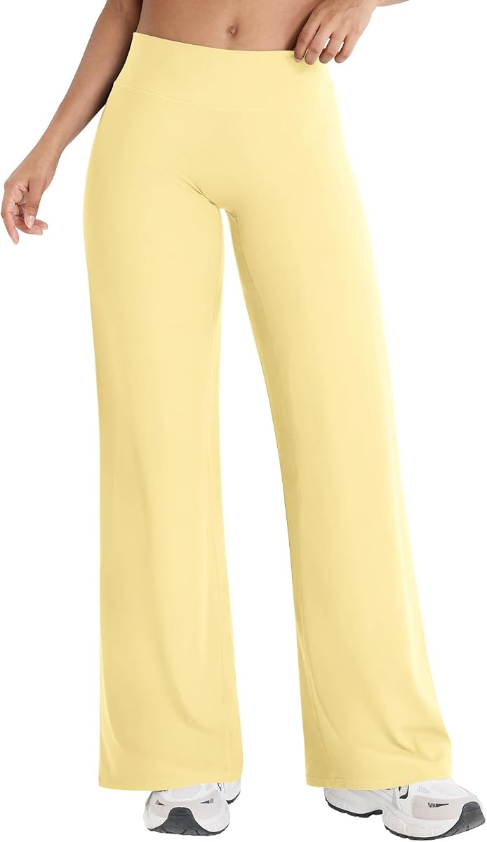 YEOREO Ease Women Low Rise Straight Leggings Workout 31.5"/33" Yoga Pants | No Front Seam, Wide Leg, Gym, Hidden scrunch
