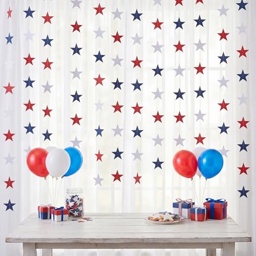 Image of Patelai Glitter Star Garland Banner 2026 Graduation Decor 130 Feet Star Hanging Banner Twinkle Backdrop for Party Birthday Classroom Wedding Supplies(White, Red, Royal Blue)