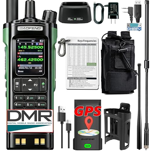 BAOFENG DM32UV DMR Radio 10W Digital Two-Way Radio Long Range Walkie Talkie with GPS APRS NOAA Handheld Ham Radio Complete Kit (Tactical Antenna Carry Case Emergency Card) for Adults