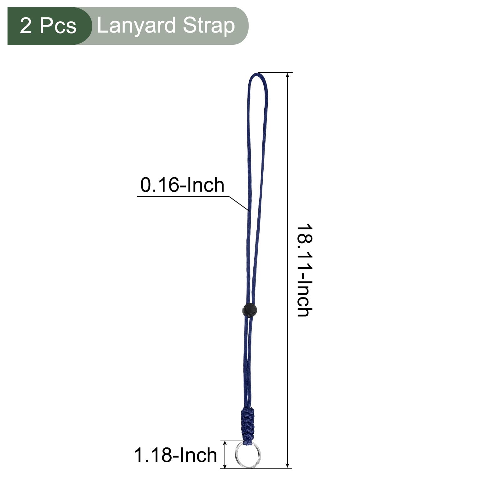 YOKIVE 2 Pcs Paracord Lanyard with Keyrings, Necklace Keychain Cord Metal Hooks Straps, Blue, 18 Inch - Image 2