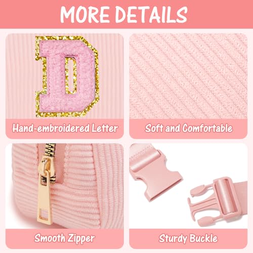 Image of Gitus Gifts for 10-16 Year Old Girls: Christmas Gifts for Teen Girls & Women - Fanny Pack with Initial Letter Patch Belt Bag Crossbody Bag - Trendy Stuff (Light Pink-D)