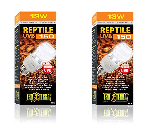 Exo Terra UVB150 Desert Reptile Terrarium Lamp Light Bulb 13 Watts Pack of 2