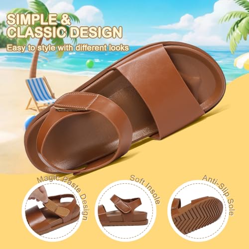 youermei Big Kids Sandals Adjustable with Back Strap, Open Toe Flat Slide Shoes for Baby Girls and Boys, Lightweight Soft Summer Walking Sandal, Non-Slip Comfort Beach Outdoor Children's Shoes2