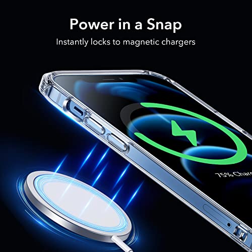 Image of ESR for iPhone 12 Pro Max Cover, Compatible with MagSafe, HaloLock Wireless Charging, TPU, Sidekick Scratch Resistant, Grippy Protective Frame,Magnetic Back Case, Clear