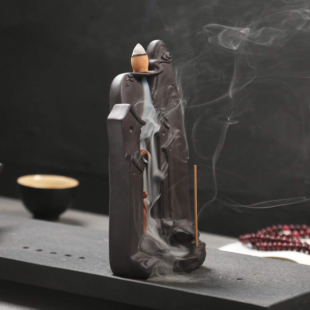 Backflow Incense Burner Bruciatore Di Incenso A Riflusso In Ceramica Porta Incenso Decorazione Della Casa Ornamenti Per La Casa Da Tè In Ceramica Rossa-Un Cono Di Incenso Da + 100 Pezzi_Gelsomino