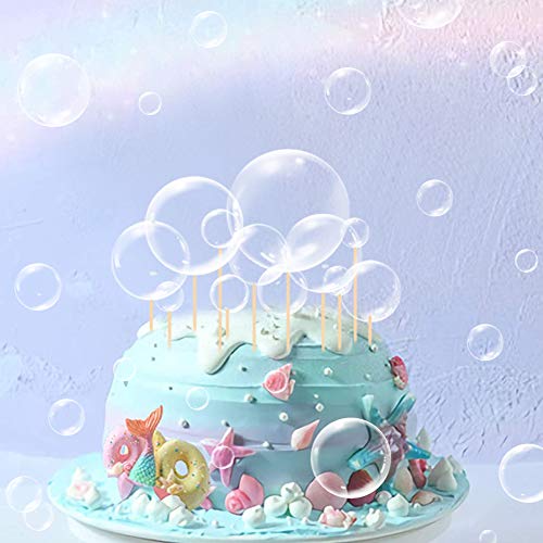 27Pcs Mermaid Party Cake Decor Flat Transparent Bubble Cupcake Toppers For Ocean Party Cake Decorations Children's Party Supplies Under The Sea Party Cake Decorations #TOP18