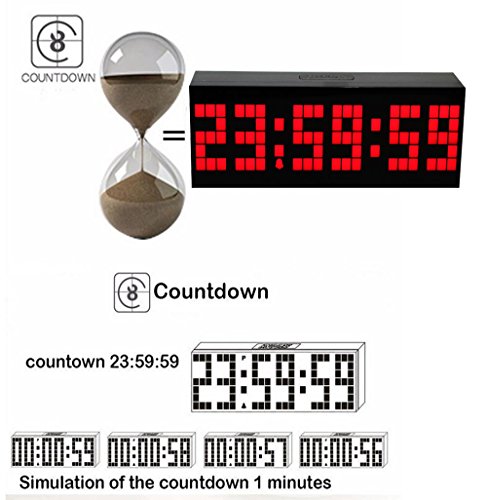 LambTown Digital Led Countdown Timer Electronic Alarm Clock with Temperature Date - Red