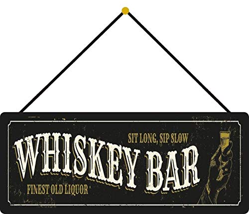 Schatzmix K1899-K Spruch Whiskey Bar Metallschild 27x10 Wanddeko tin Sign mit Kordel Blechschild, Blech, Mehrfarbig, 27x10 cm Cover