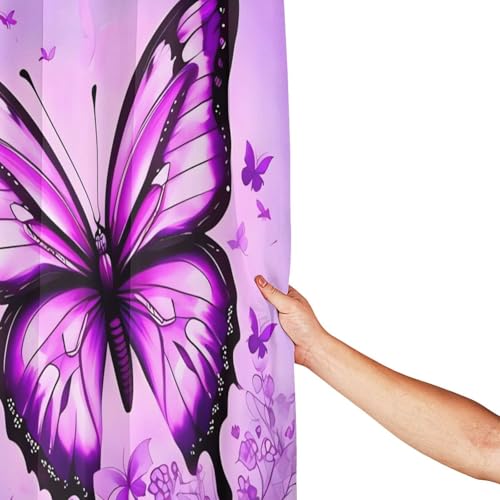 Rideau de douche imperméable et lavable motif papillon résistant