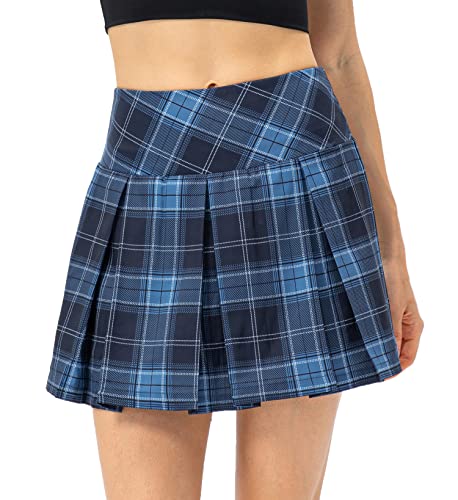 Amxiway Women's Pleated Tennis Skirts with Shorts Mini Plaid Golf Skort High Waisted Skorts Athletic Workout Skater Skirt