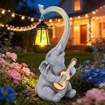 MERUIKCO Elephant Garden Ornaments Outdoor with Solar Powered LED Lights, Easter Birthday Gifts for Women Mum Nan, Shatter-Resistant Garden Statue for Patio Yard Lawn(11.62inch/29.5cm)