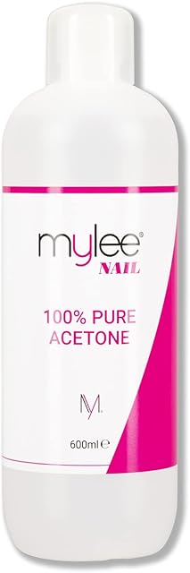 Mylee 100% Pure Acetone Gel Nail Polish Remover for UV/LED, Gel Soak Off, Removes All Types of Nail Polish, Gel Polish, Acrylic, Gels, Nail Tip & Glue (600ml)