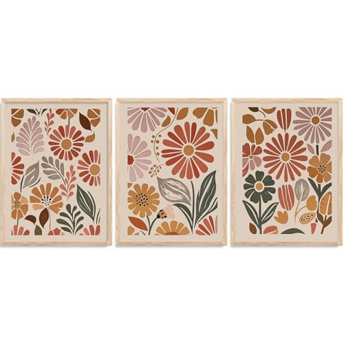 Image of HOTHOUSE Boho Painting Wall Art Home Decoration Paintings With Frame For Living Room Bed Room Hotel Wall Decor Digital Reprint Set of 3 (19X25 inch)