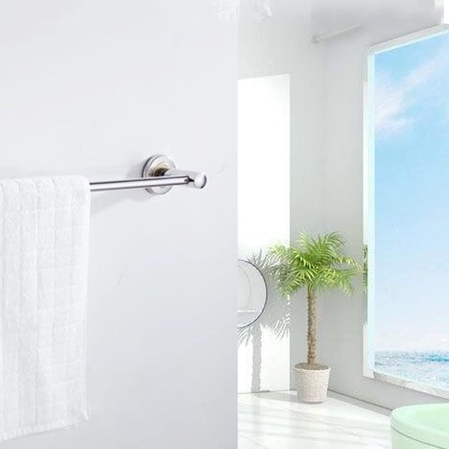 Wall Mounted Single Towel Bar Rails，Stainless Steel Towel Holder Polished Silver Finish for Bathroom Hardware and Kitchen 40cm-120cm Towel Rack (Size : 40cm)
