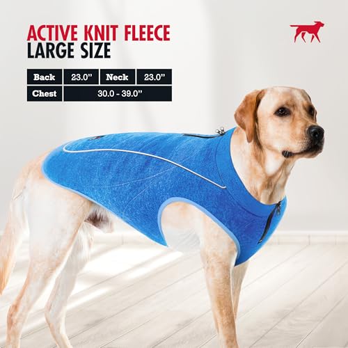 Image of Insulated Fleece Sweater for Dogs | Lightweight Warm Dog Vest | Zipper Port for Harness | Cold Weather Winter Jacket | Rain Snow Repellant Coat | Adjustable for Small Medium Large Male Dogs (Blue /L)