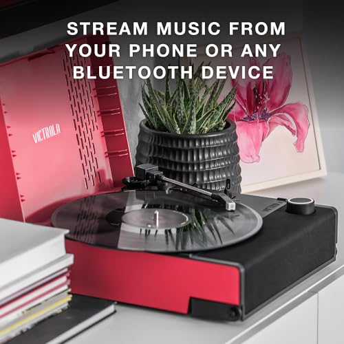 Victrola Revolution GO – Portable Vinyl Record Player, Battery-Powered Bluetooth Turntable, 12 Hour Battery Life, 3 Speed Belt-Driven Record Player, RCA Output, 3.5mm Headphone Jac (Pink) - Les Beatles, Paul McCartney, John Lennon, RIngo Starr, George Harrison Victrola Revolution GO – Portable Vinyl Record Player, Battery-Powered Bluetooth Turntable, 12 Hour Battery Life, 3 Speed Belt-Driven Record Player, RCA Output, 3.5mm Headphone Jac (Pink) – Image 4