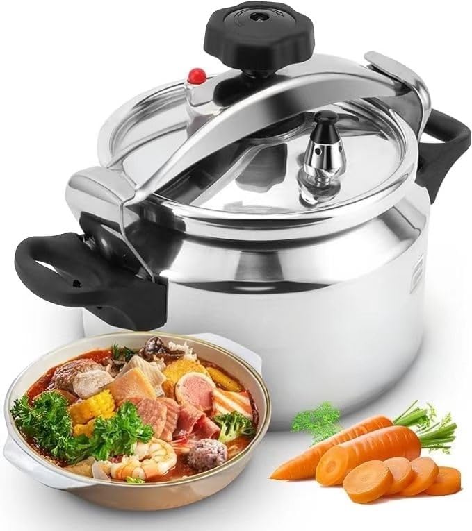 Aluminum alloy pressure cooker, double handle small household pressure cooker, suitable for stewing meat, 5 liter aluminum alloy, suitable for gas stove and flat top stove