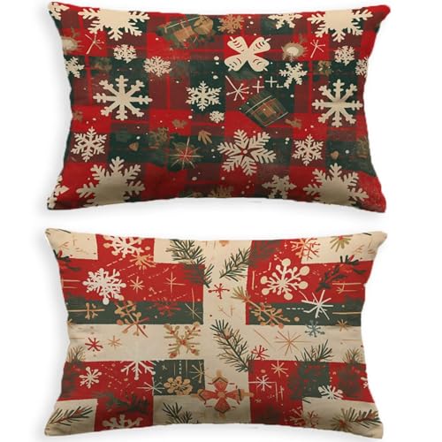 Housse de coussin rouge 50x70 cm lot de 2 velours rectangulaire Noël