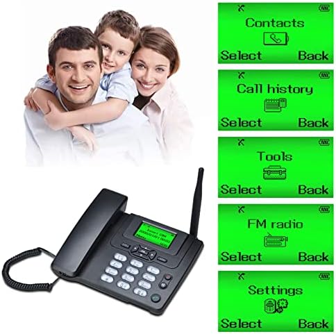 Lychee Fixed Wireless Phone,Wireless Quad Band GSM telephone - Dual SIM, Supports Multiple Languages, Large Backlit Display, Office phone, office/hotel/residence (Black03)
