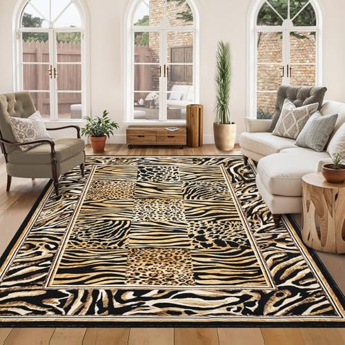 Tapete Leopard estilo patchwork 152x213 cm marrón miniatura 1