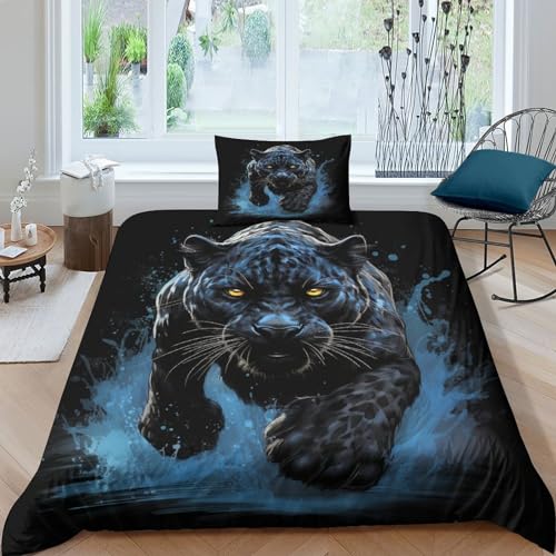 Linge de lit motif panthère et housse de couette douce 135x200 cm - 2