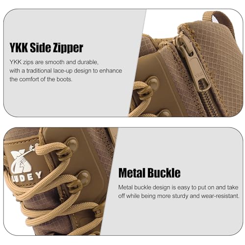 Image of Lightweight Tactical Military Boots for Men Comfortable Breathable Durable YKK Side Zipper Anti-Slip Police Combat Duty Boots