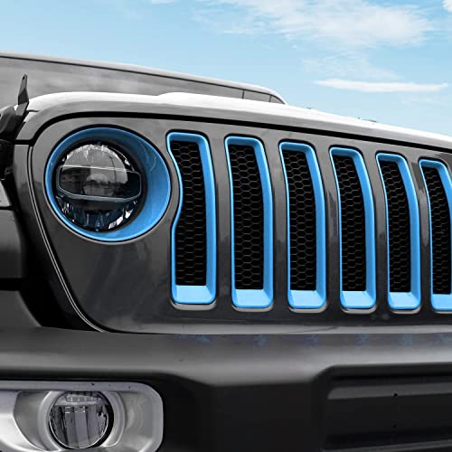 Image of CheroCar for JL Mesh Grille Grill Insert & Headlight Turn Light Cover Trim Exterior Accessories for Jeep Wrangler JL JLU 2018-2026 & Gladiator JT 2020-2026
