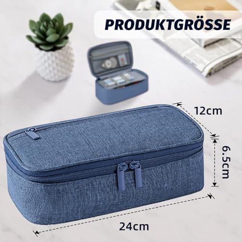 Gicctyble Federmäppchen Mäppchen 5 Fach, Große Federtasche, Einfaches Design Strapazierfähige Federmappe für Mädchen und Jungen, Pencil Case für Teenager und Erwachsene (Blau)