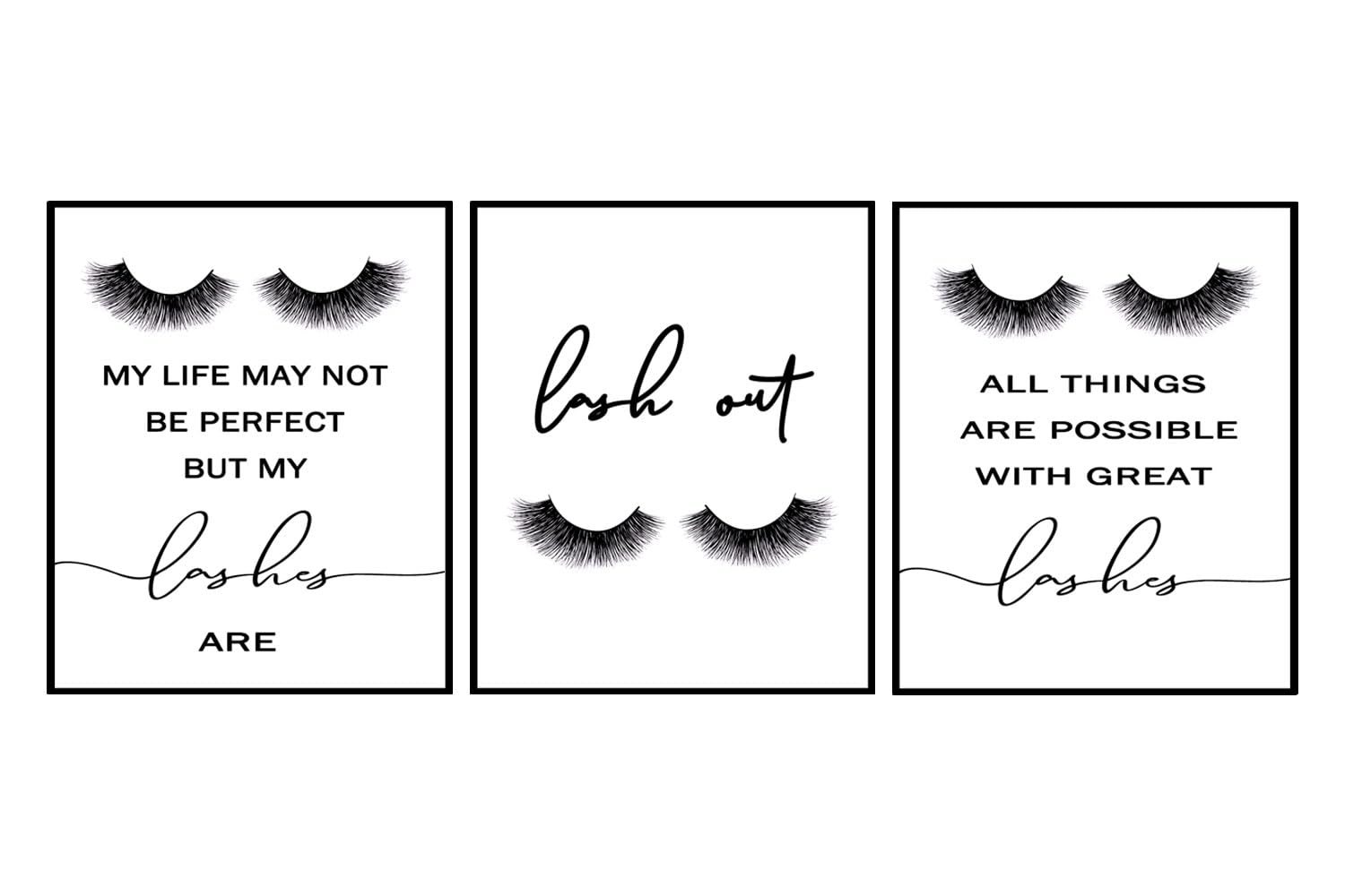 TSDTUO Lash out,Eyelashes Prints Set,Set Of 3,Lashes Print,Lash Decor,Beauty Salon Decor,Lashes Studio,Lash room decor,My life may not be perfect 11X14inch Noframed