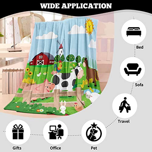 TUTUXMA Farm Animals Blanket, Theme Soft Plush Fleece Throw - Image 3