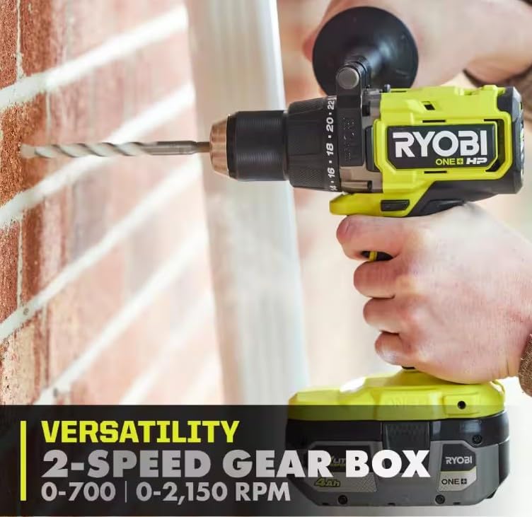 RYOBI ONE+ HP 18V Brushless Cordless 1/2 in. Hammer Drill (Tool Only) (Renewed)