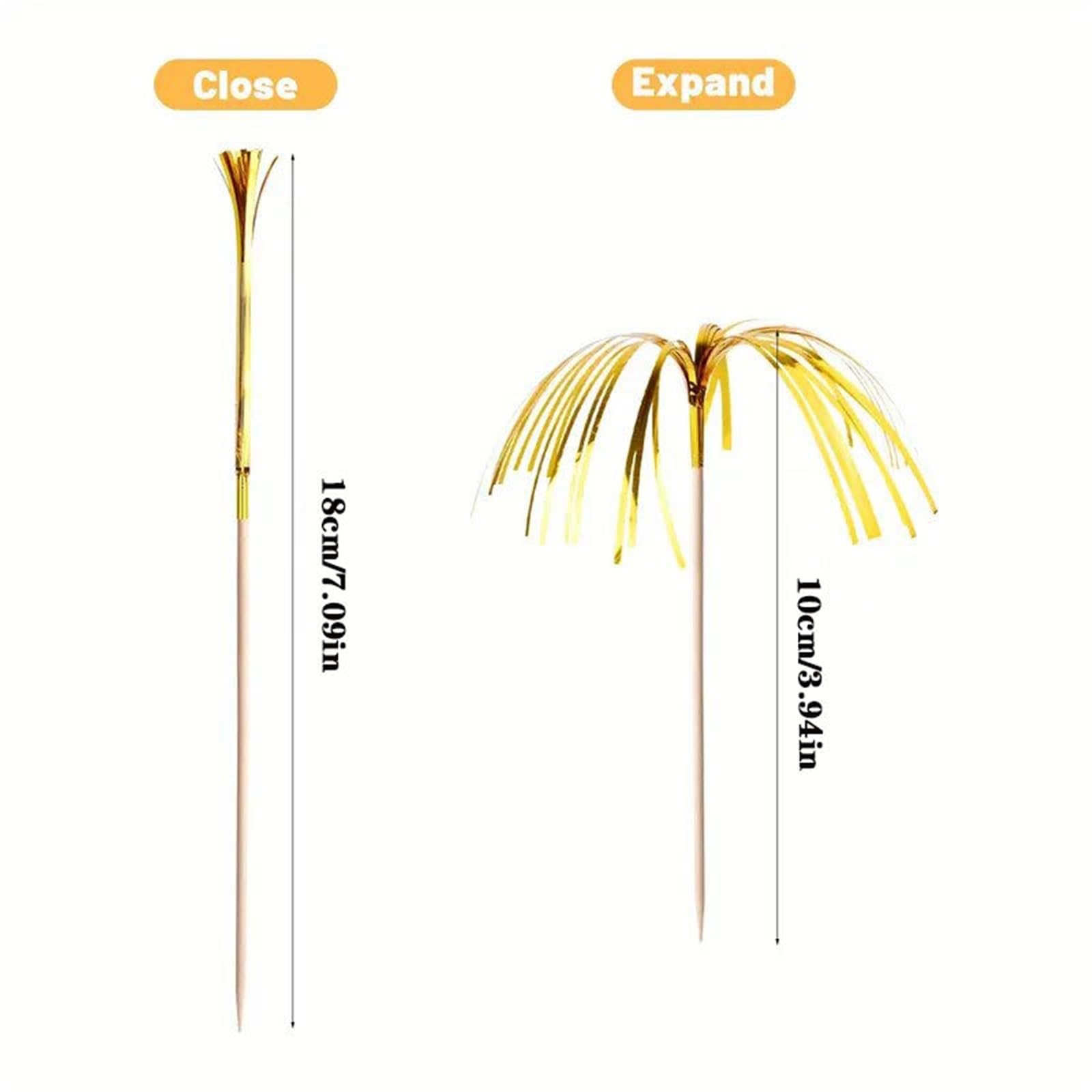 Palitos de cóctel de fuegos artificiales, 300/600/1200 unidades, palitos de fuegos artificiales empaquetados para frutas, postres, fiestas de cumpleaños, celebraciones y eventos (1200 unidades)