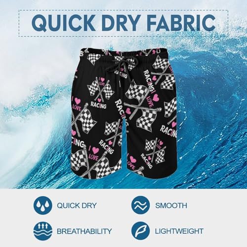I Love Racing Rally Flags Mens Swim Trunks Quick Dry Board Shorts Beach Swimwear Bathing Suits 7