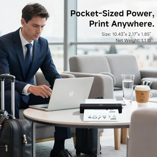 Image of HPRT MT620 Portable Printer Wireless for Travel, Inkless Thermal Printer for iOS /Andorid /Laptop, Supports Thermal Paper & Labels,Supports 8.5 inchx 11 inchUS Letter & A4, A5 for Office /Home /School /Vehicles