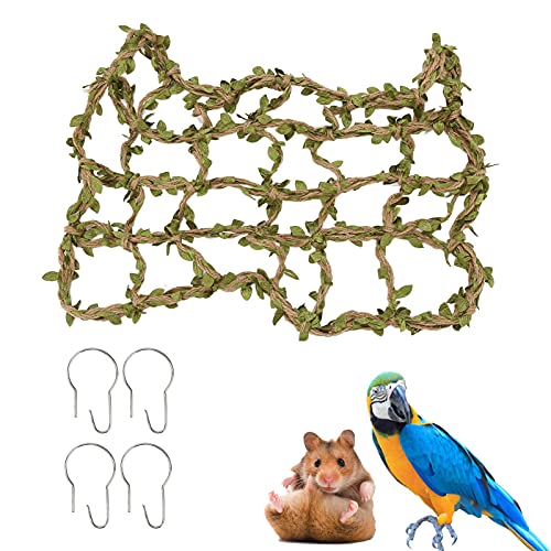 Image of Zerodis Pet Bird Climbing Rope Net, Perch Toy Decor Cotton Hemp Rope Ladder Small Animal Rope Net Ladder Small Animal Rope Net Bird Climbing Net for Birds and Hamsters