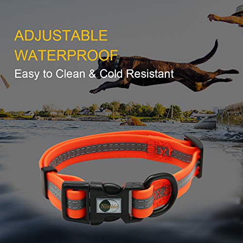 Image of Nimble Reflective Waterproof Dog Collar Adjustable Odor Resistant Easy Clean Pet Collar for Small Medium Large Dogs Night Walking Outdoor Rainy Use (Small (9.45 inch-14.17 inchinches), Orange)