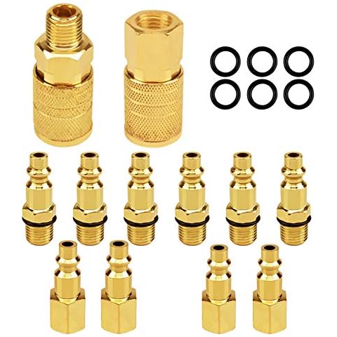 Drado 12pcs 1/4" NPT Quick Connect 1/4" Airline Fittings Air Hose Fittings Air Line Couplings Air Coupler and Plug Kit Cover