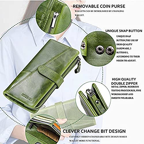 Wallet New Women's Leather Wallet Long Style Large Capacity Card Holder Classic Coins Pocket Unisex Coin Purses Tear-Resistant,Yellow,9x19cm4