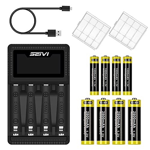 Amazon | SEIVI 単三・単四電池充電器パック LCD急速充電器＋4本