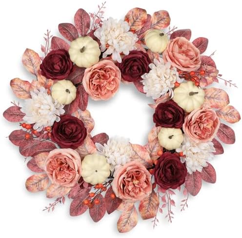 Amazon.com: 24 Inch Fall Wreaths for Front Door Outside Autumn Silk ...