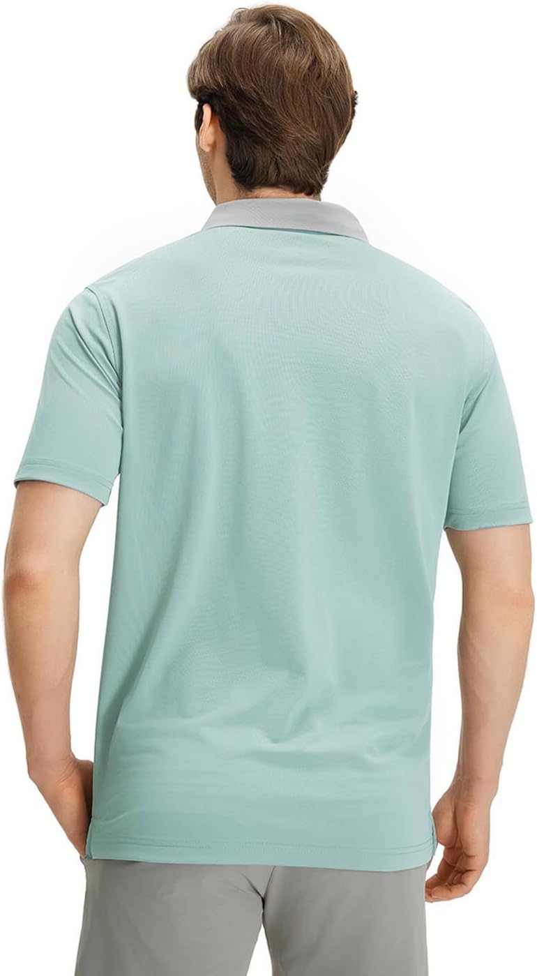 Men' s Golf Shirts Short Sleeve Performance Moisture Wicking Dry Fit Solid Casual Pique Golf Polo Shirts for Men