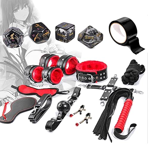  Set 10 pezzi + 4 dicex + 1 nastro nero SĂMê Pelle Rosso e nero