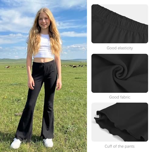 Image of ZukoCert Girls Flare Leggings, Mid Waist Bell Bottom Pants for Kids, Kids Flare Pants Size 4-13Y
