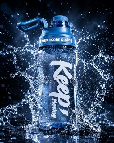 Image of 2 Liter Large Capacity Leakproof Water Bottle, l Capacity BPA-Free Sports Water Bottle for Gym Yoga - (Blue)