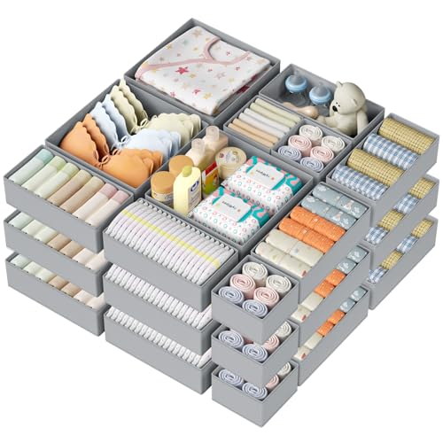 DIMJ Drawer Organizer Clothes Storage - 24 Pack Baby Dresser Orga...
