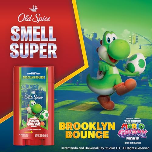 Image of Old Spice X Super Mario, Brooklyn Bounce with Smashed Fruit Scent, Aluminum Free Deodorant + Body & Face Wash Bundle for Men, Smell Super with 24 /7 Lasting Freshness & 24 /7 Shower Clean (Pack of 2)