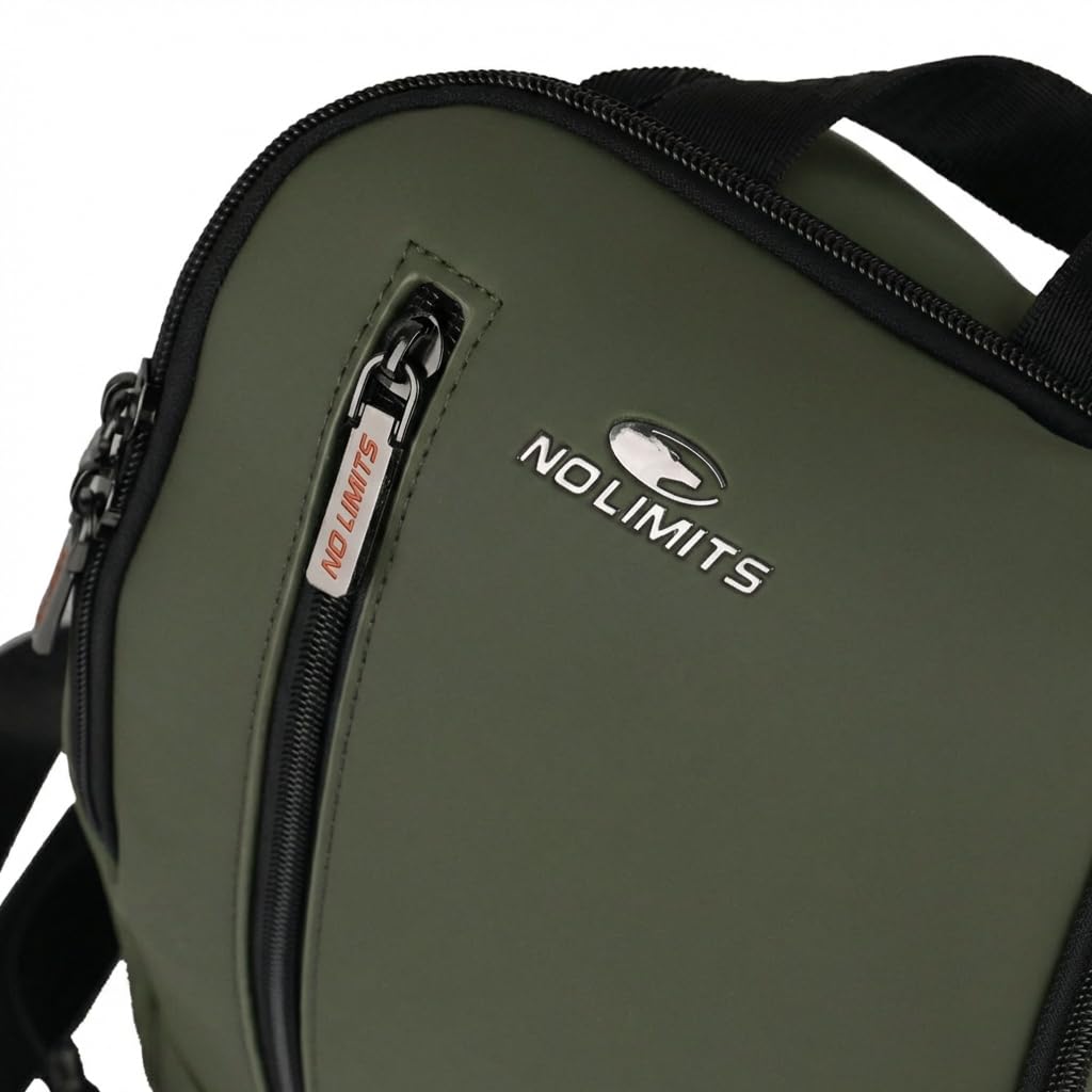 No Limits Bolso bandolera hombre impermeable, mochila bandolera ajustable, efecto Soft-Touch y forro naranja, con múltiples bolsillos