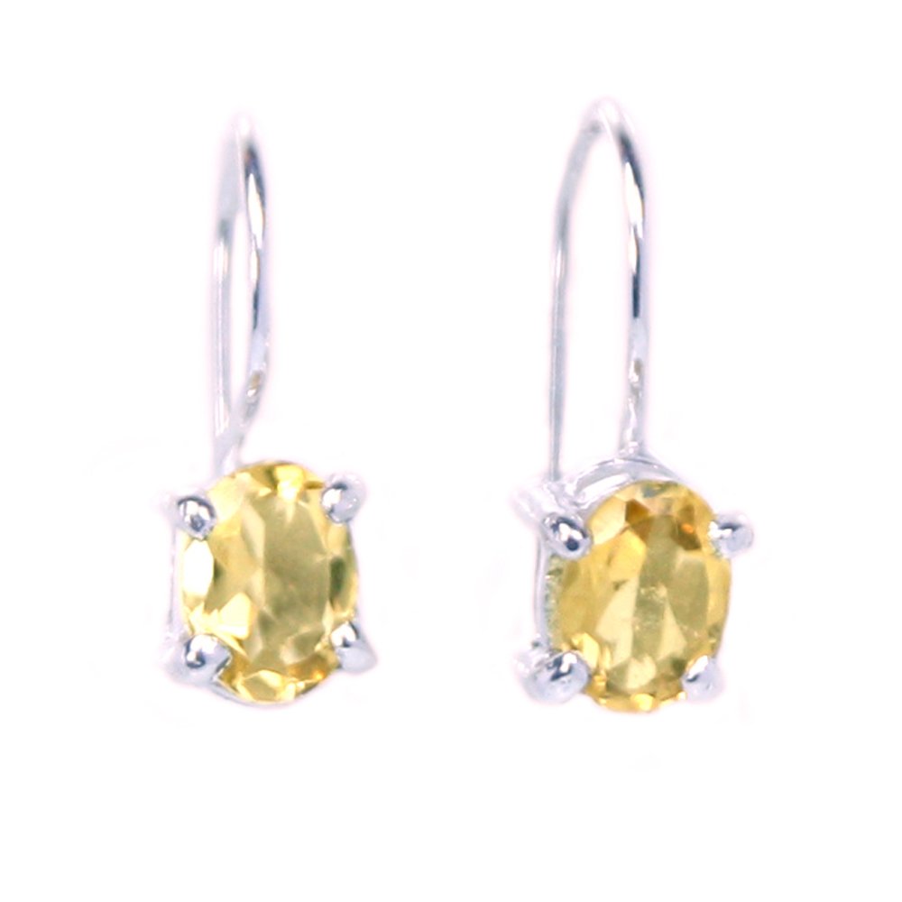 Bijoux et ObjetsCitrine sterling silver earrings - Stone size 4x7mm, Sterling Silver, Citrine