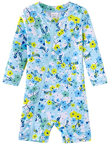 Image of UMELOK Baby Girls' One Piece Swimsuit Full Zip UPF 50+ Sun Protection Swimwear Rash Guard Swim Suit